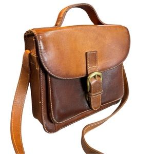 G.H. Bass & Co. Brown Leather Brass Buckle Satchel Bag